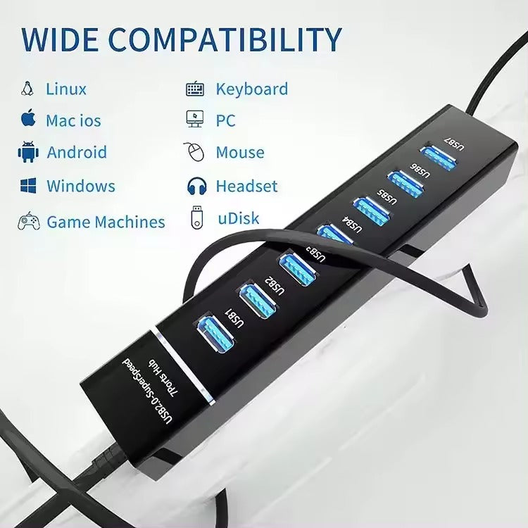Multiplicador De Puertos Usb 7 Puertos