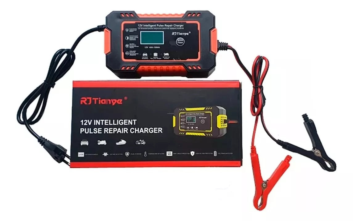 Cargador Bateria Carro Moto 12v Pantalla