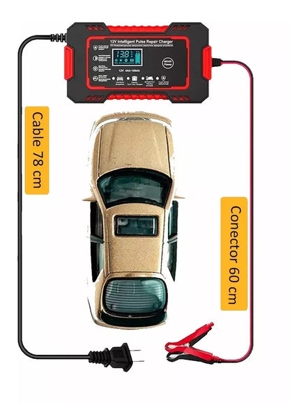 Cargador Bateria Carro Moto 12v Pantalla