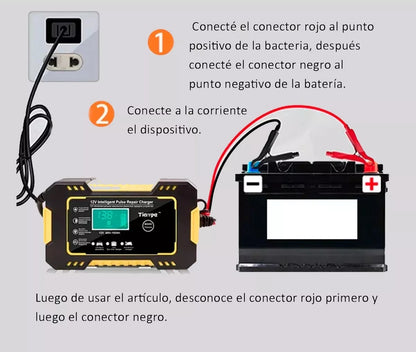 Cargador Bateria Carro Moto 12v Pantalla
